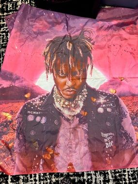 Juice WRLD Graphic Portrait Banner in Pink and Purple